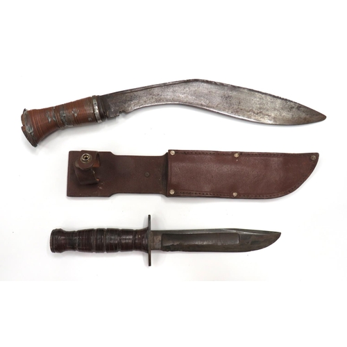 514 - Post WW2 Israel Combat Knife
American pattern, 6 3/4 inch, single edged, clipped point blade.  ... 