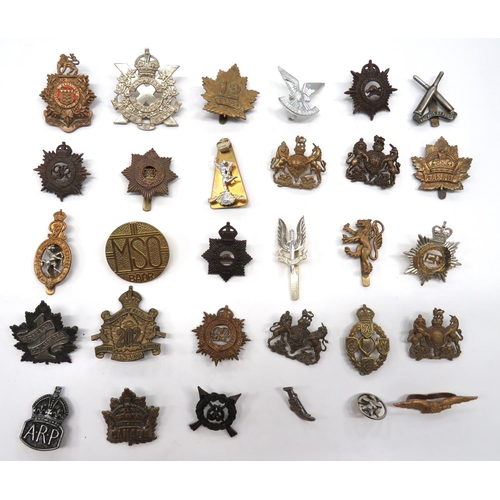 58 - 30 x Cap Badges Including Commonwealth
including bi-metal 1st British Columbia ... Brass 12th Canada... 