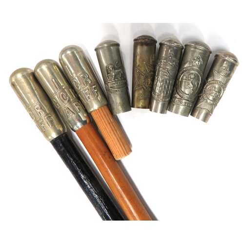 105 - Eight Various Swagger Sticks And Tops Only
consisting 2 x white metal thimble top 1. GCR WAFF, compl... 