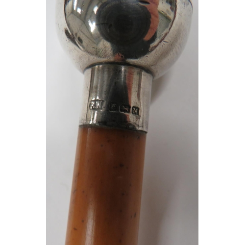 110 - Royal Warwickshire Regiment Silver Hallmarked (1936-37) Top Swagger Stick
ball top with KC Royal War... 