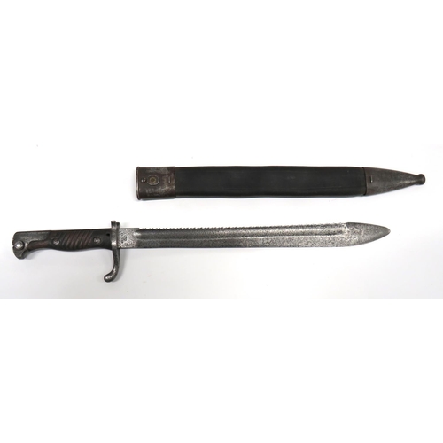 476 - WW1 Imperial German Seitengewehr M1898/05 Sawback Butcher Bayonet
14 inch, single edged blade wideni... 