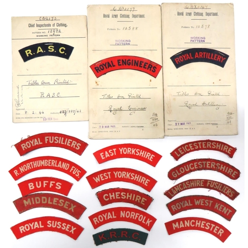 63 - 18 x Printed Shoulder Titles Including Sealed/Working Patterns
sealed patterns consist Royal Artille... 