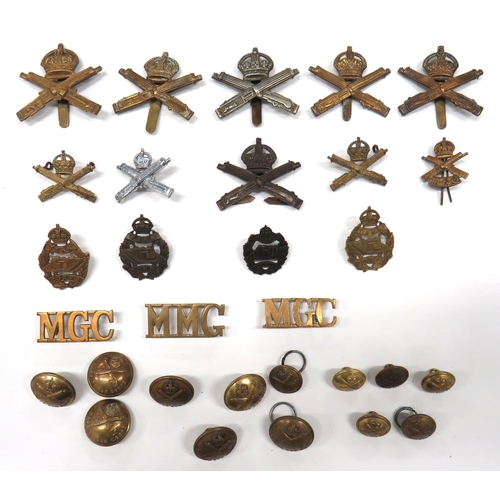 74 - 17 x Machine Gun Corps And Tank Corps Badges
cap include bronzed KC MGC (blades) ... Brass KC MGC (s... 