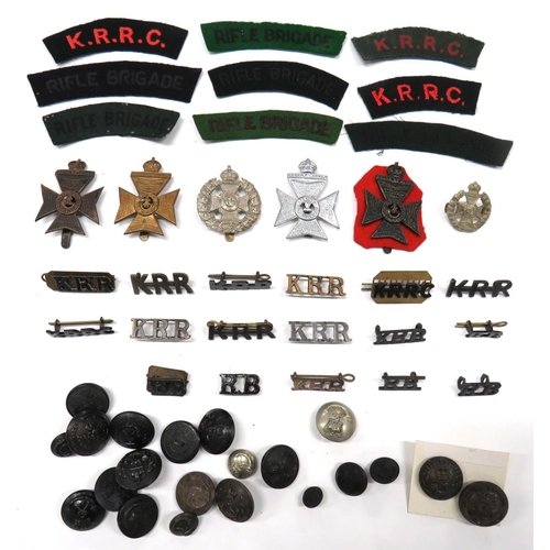 76 - 32 x Rifle Brigade And KRRC Badges
cap include blackened KC KRRC ... Brass KC KRRC ... Chrome KC KRR... 