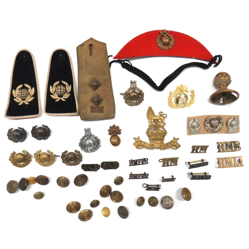 78 - 31 x Royal Marine Badges
cap include brass KC RM ... Brass RMLI on red Broderick flash ... Chrome KC... 