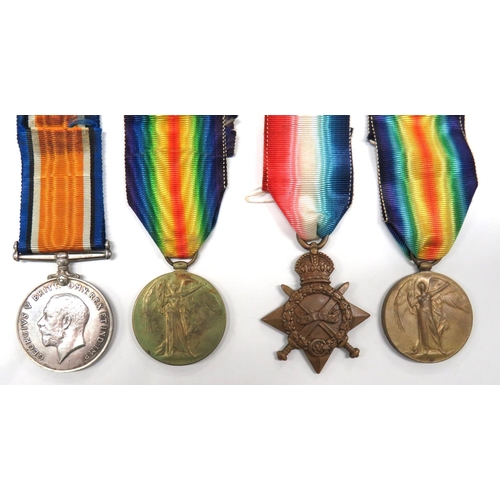 96 - North Staffs Medal Pair And Broken Trio
consisting silver War medal and Victory named 