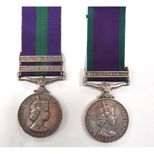 98 - Two Queen Elizabeth Line Infantry General Service Medals
consisting GSM 1918-62 example with bars Ma... 