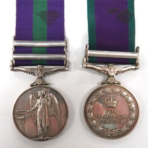 98 - Two Queen Elizabeth Line Infantry General Service Medals
consisting GSM 1918-62 example with bars Ma... 