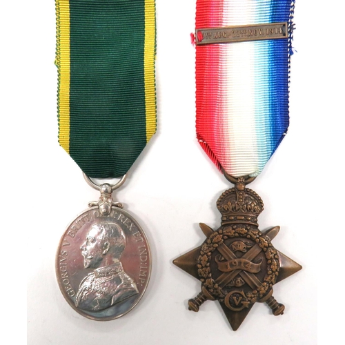 99 - Territorial Force Efficiency Medal And 1914 Star
consisting King George V Efficiency medal named 