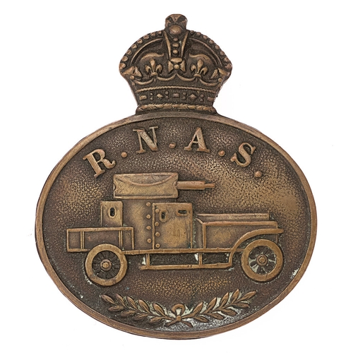 151 - Royal Naval Air Service RNAS WW1 Armoured Car Squadron badge.  Fine scarce die-stamped bronze crowne... 