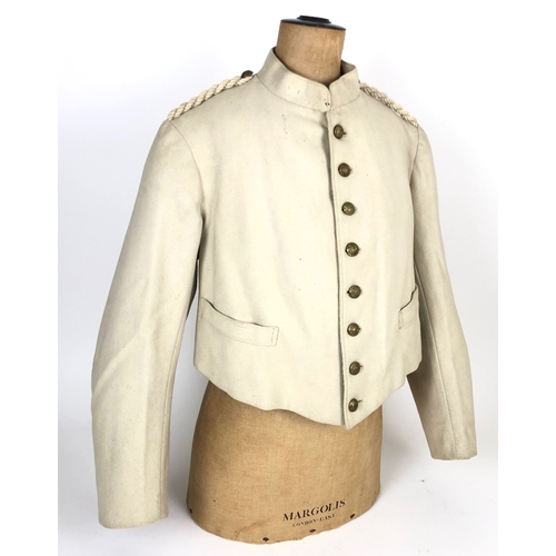 330 - Coldstream Guards Working Shell Jacket. A scarce example of white felt cloth, with white plaited sho... 