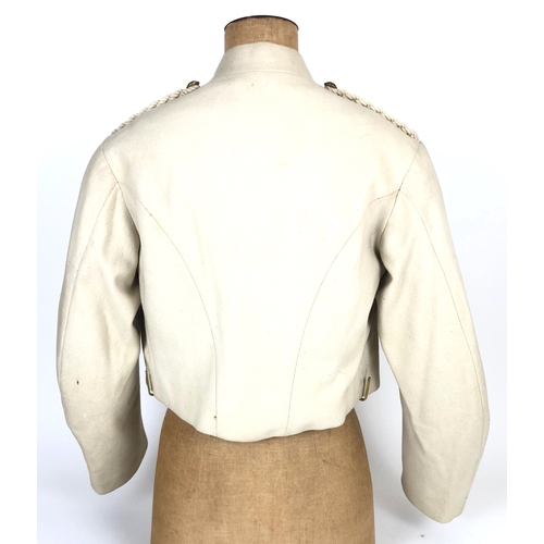 330 - Coldstream Guards Working Shell Jacket. A scarce example of white felt cloth, with white plaited sho... 