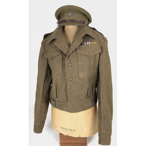 333 - Coldstream Guards WW2 Officer's Cap and Battledress Blouse. Attributed to Major H G Marsh 4th Bn Col... 