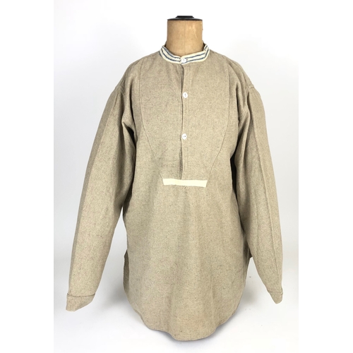 339 - WW1 Pattern British Army Other Rank's Collarless Shirt A rare example of grey flannel cloth, tailore... 