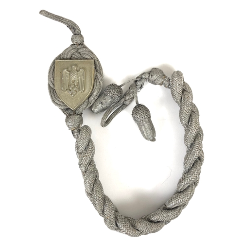 341 - German Third Reich Army marksman's lanyard.  Good  example of plaited aluminium cord, the top part m... 