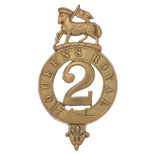 37 - 2nd (Queen's Royal) Regiment of Foot Victorian glengarry badge c. 1874-81.  Good scarce die-stamped ... 