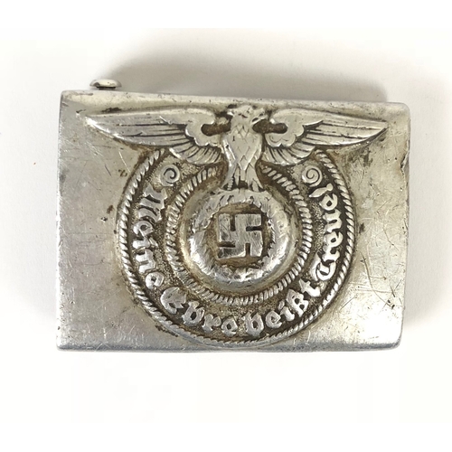 381 - German Third Reich 1938 SS belt buckle by Richard Sieper.  Good scarce die-stamped aluminium rectang... 