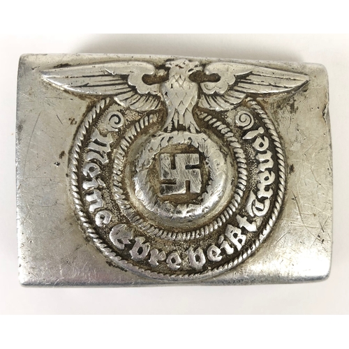 381 - German Third Reich 1938 SS belt buckle by Richard Sieper.  Good scarce die-stamped aluminium rectang... 