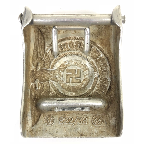 381 - German Third Reich 1938 SS belt buckle by Richard Sieper.  Good scarce die-stamped aluminium rectang... 