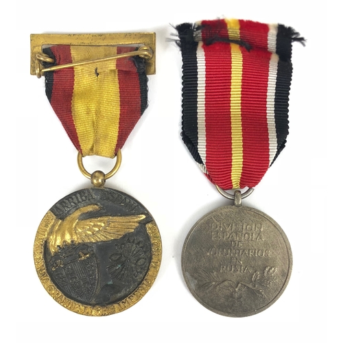 385 - German Third Reich WW2 Blue Division Medal  & Spanish Decoration for the Blue Division on the Easter... 