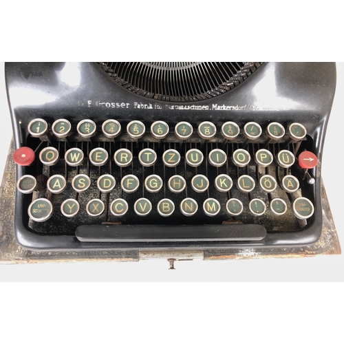 412 - German Third Reich WW2 typewriter with SS key.  A scarce example as used in SS Offices and headquart... 