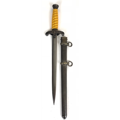 429 - German Third Reich Army Officer's Dagger.  Good unmarked example circa 1935-45 with amber spiral cel... 