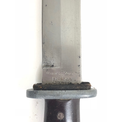 432 - German Third Reich Wehrmacht WW2 fighting knife by Puma.  Good scarce example. Polished steel 14 cm ... 