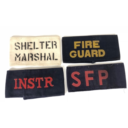 469 - WW2 1940 RAF North Coates Shelter Marshal Armband plus Home Front Armbands  Printed in black letters... 