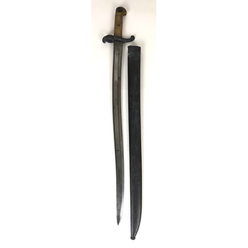 496 - French 1842 Yataghan Bayonet Franco Prussian War Period  A good example, the single edged Yataghan b... 