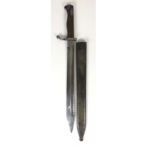 507 - WW1 Imperial German Model 1898/05 1911 Butcher Sawback Bayonet.  A early example, single edged blade... 