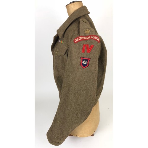 333 - Coldstream Guards WW2 Officer's Cap and Battledress Blouse. Attributed to Major H G Marsh 4th Bn Col... 