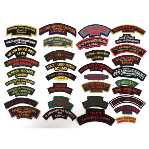 100 - 35 x Canadian Shoulder Titles
embroidery titles include Second-Tenth Dragoons ... The Halifax Rifles... 