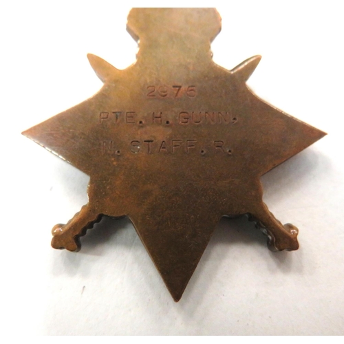 123 - WW1 North Staffordshire Reg 1915 Star Trio
consisting 1914-15 Star named 