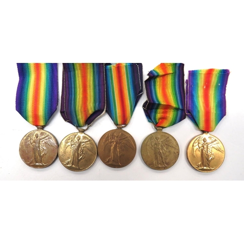 124 - Five WW1 Infantry Victory Medals
Victory medals named 