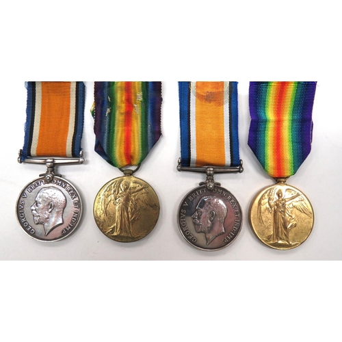 128 - Two WW1 Line Infantry Medal Pairs
silver War and Victory pairs named 