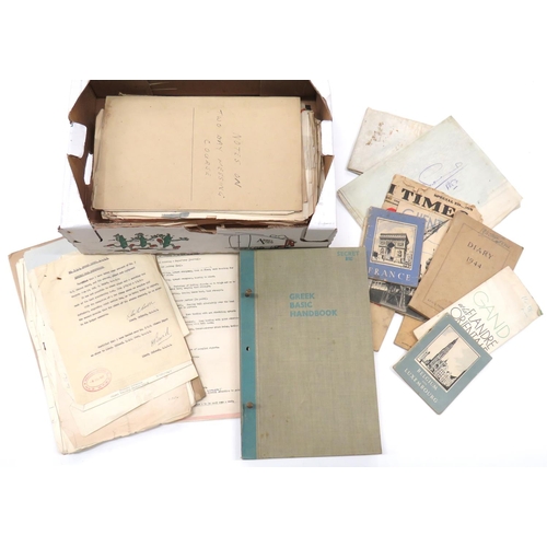 146 - Good Selection Of Paperwork Relating To Lt Col Cook RASC
including Greek basic handbook, Pre Invasio... 