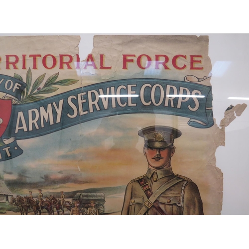 150 - WW1 Kent Territorial Army Service Corps Recruiting Poster
rare, colour printed, illustrated recruiti... 