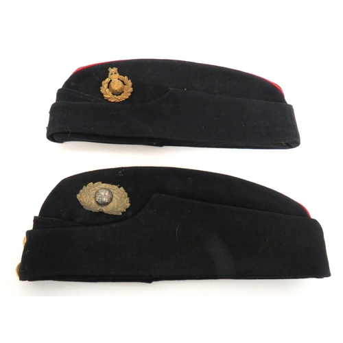 172 - Two Royal Marines Coloured Forage Caps
consisting Officer's example.  Black crown, body and cur... 