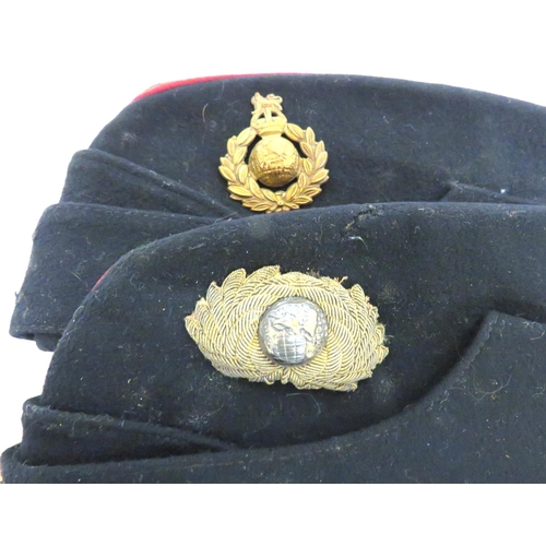 172 - Two Royal Marines Coloured Forage Caps
consisting Officer's example.  Black crown, body and cur... 