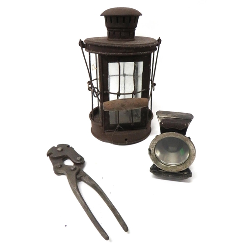 194 - WW1 Dated 1916 Trench Lantern
pressed tin body with frame covering glazing.  Top opening housin... 