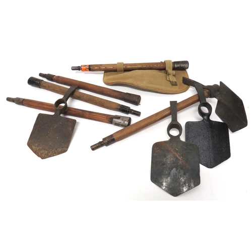 207 - Five 1937 Pattern Entrenching Tools
consisting 5 x steel heads ... 5 x wooden shafts with steel moun... 