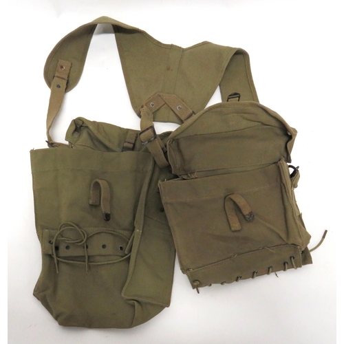 217 - Scarce Pair Of WW2 American Medical Bags
khaki green webbing, rectangular bags.  The front and ... 