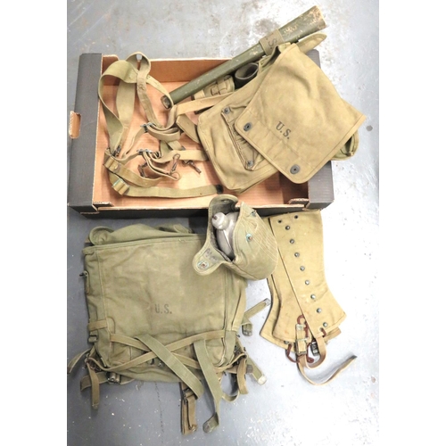 218 - Selection Of American WW2 Period Equipment
consisting khaki green webbing map case and strap.  ... 