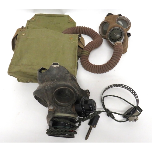 225 - WW2 Special Troops Hose Respirator
fabric covered face mask.  External, long respirator hose. &... 