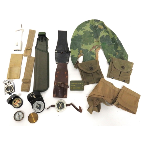 243 - Selection Of Various Equipment
including WW1 period, brass cased compass ... 2 x German pattern comp... 