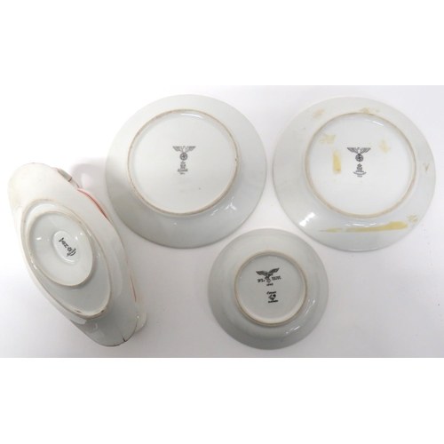 297 - Small Selection Of WW2 German Mess China
consisting white china gravy boat with built in saucer.  Or... 