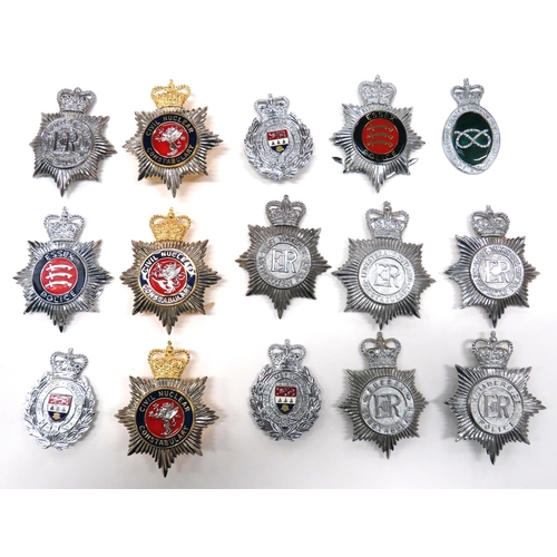 48 - 15 x Obsolete Constabulary/Police Helmet Plates
chrome examples include QC Leicester and Rutland Con... 