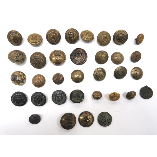 60 - 34 x Various Georgian And Victorian Military Buttons
including pewter, flat back XX Reg ... Brass Vi... 