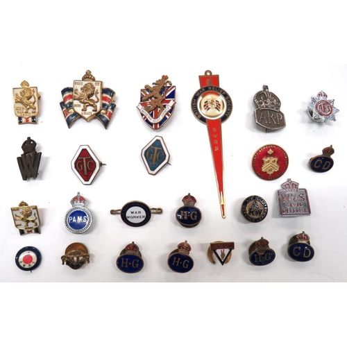 64 - 24 x Home Front WW2 Badges
including gilt and painted War Relief Society ... Gilt and enamel British... 