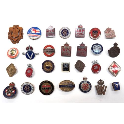 65 - 28 x WW2 Home Front Lapel Badges
including plated and enamel KC ARP Women's Voluntary Services ... P... 